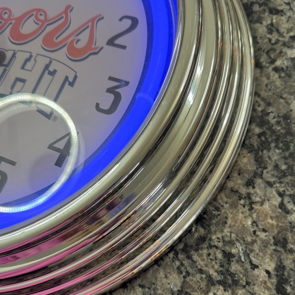 Coors light beer neon light Wall Clock Silver Accents - Picture 7 of 12